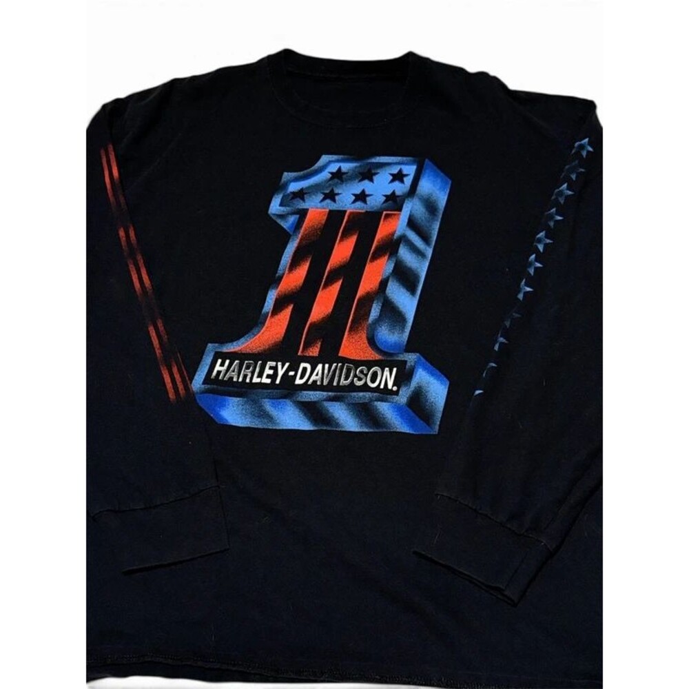 Harley-Davidson Men's Americana #1 Logo Long Sleeve T-Shirt – Black